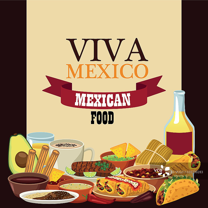 墨西哥万岁文字和墨西哥美食海报图片素材