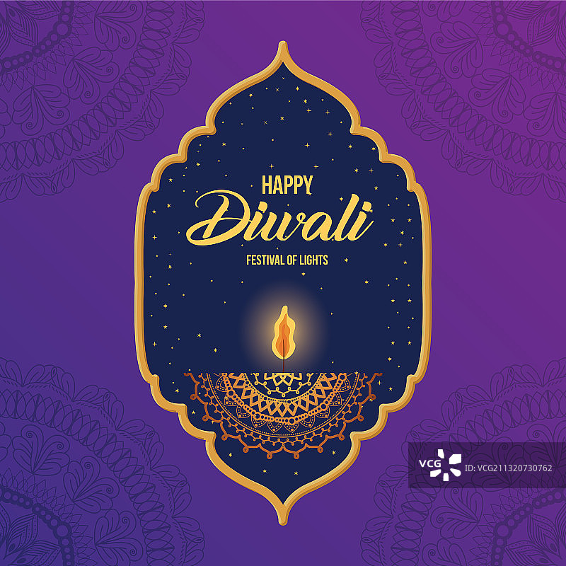 紫色背景上的排灯节蜡烛图片素材