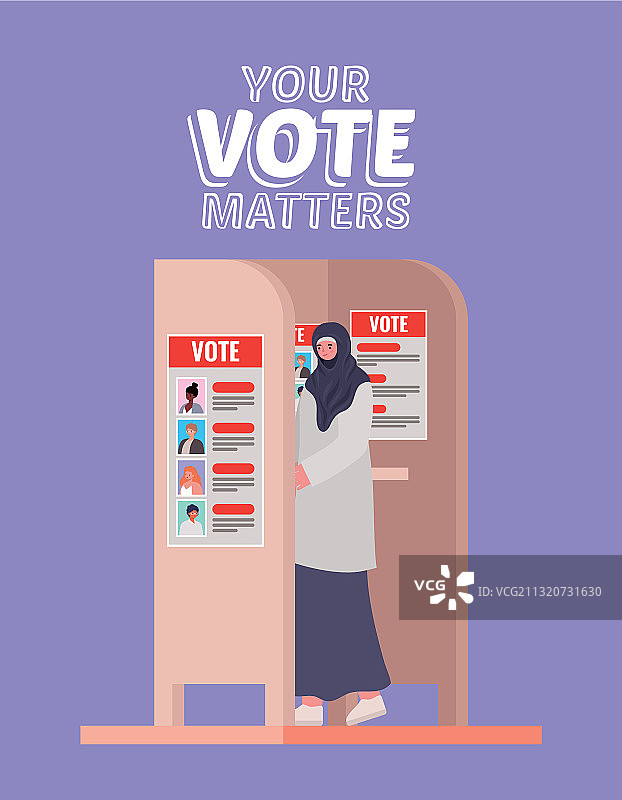 穆斯林妇女在投票站投票图片素材