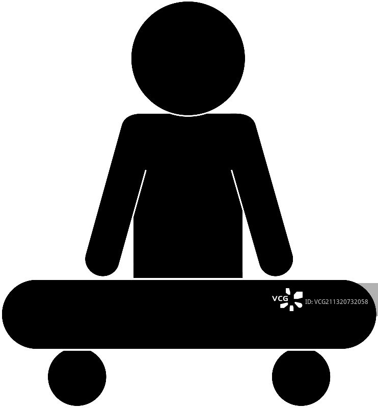 手推车上的男子轮廓剪影图标图片素材