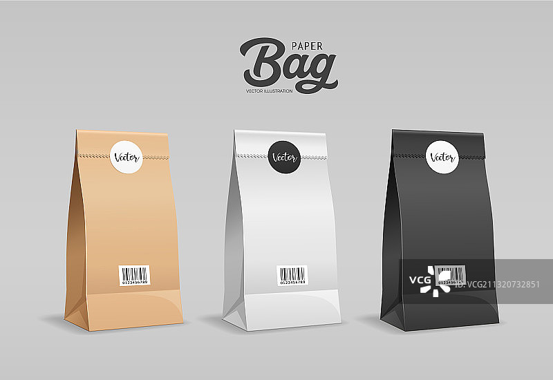 棕色白色黑色折叠纸袋图片素材