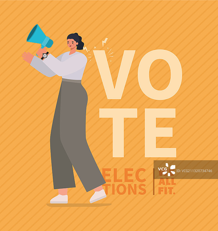 拿着扩音器的卡通女人图片素材