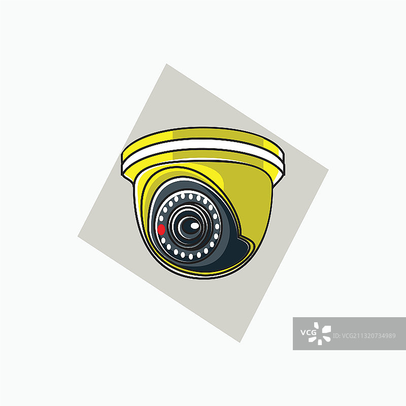 黄色圆形室内闭路电视图标图片素材
