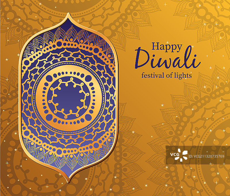 黄色背景曼陀罗排灯节图片素材