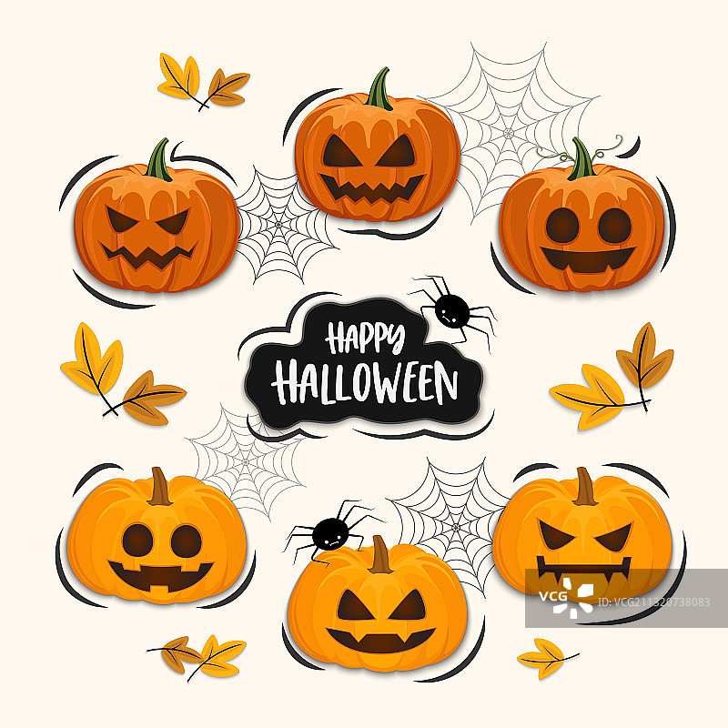 卡通万圣节南瓜元素集合图片素材