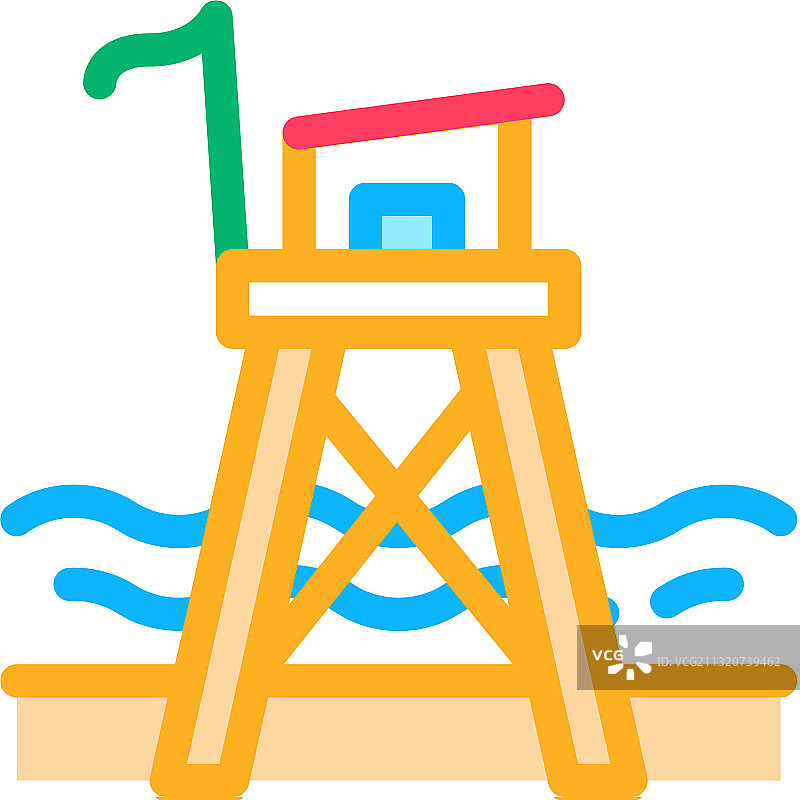 海滩救生塔轮廓图标图片素材