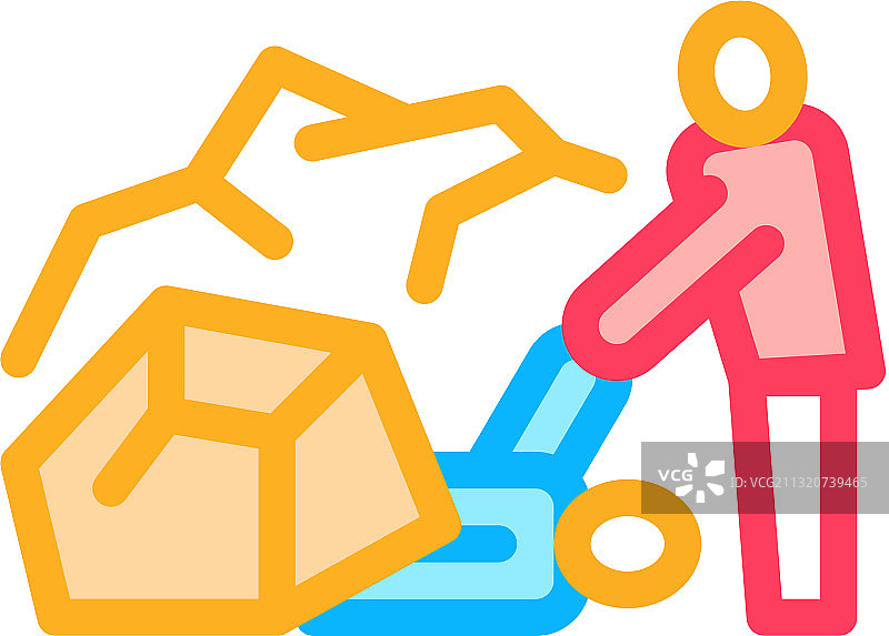 废墟营救人员图标描边图片素材