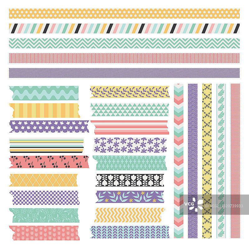 剪贴簿胶带或和纸条纹套装图片素材