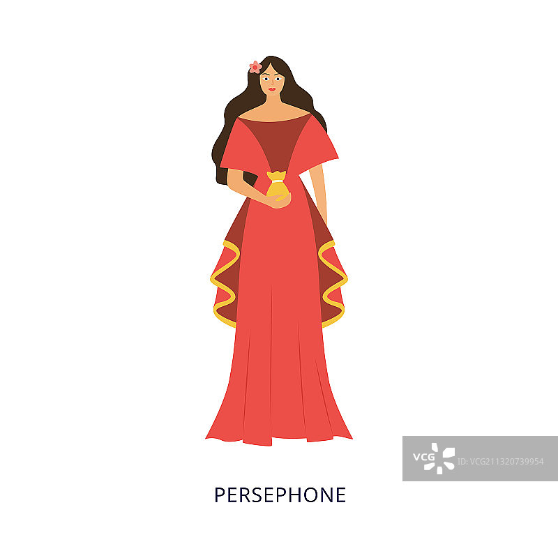 珀耳塞福涅希腊或罗马女神扁平人物图片素材