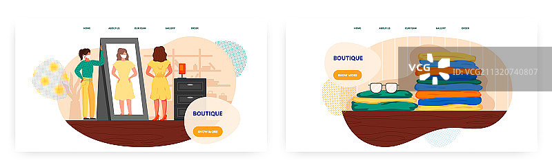 女人在时装店试穿新裙子图片素材