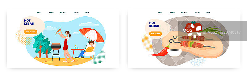 女人在公园烧烤，烤肉串图片素材