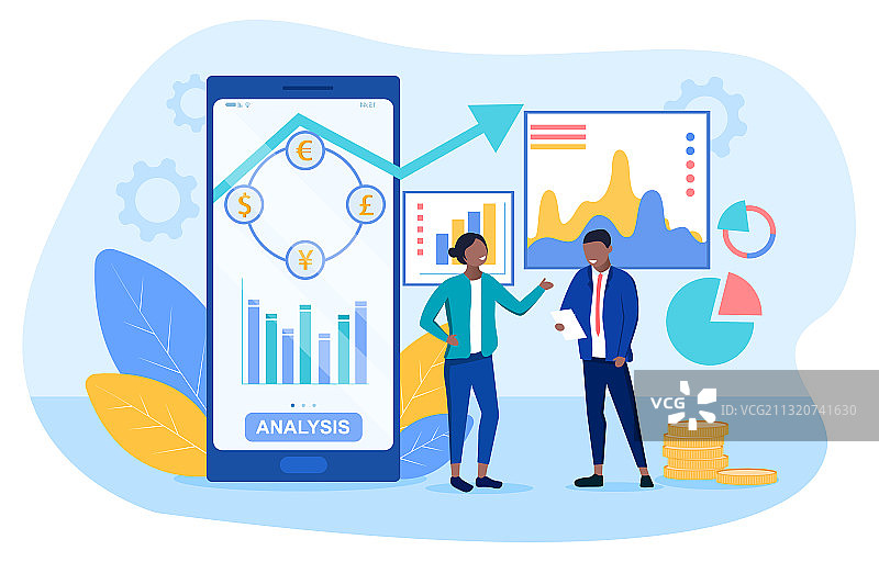 与商业伙伴进行数据分析图片素材