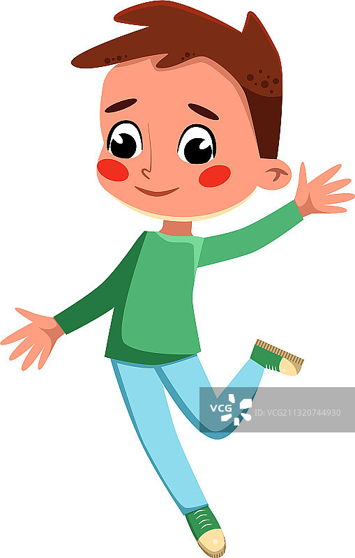 快乐跳跃的可爱学龄前男孩图片素材