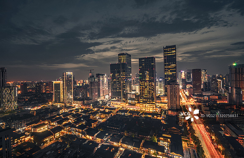 成都 城市天际线 夜景 发展 成华区 高新区 金牛区 车流图片素材