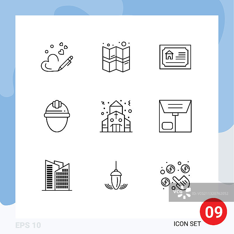 9个通用轮廓标志符号：圣诞节图片素材