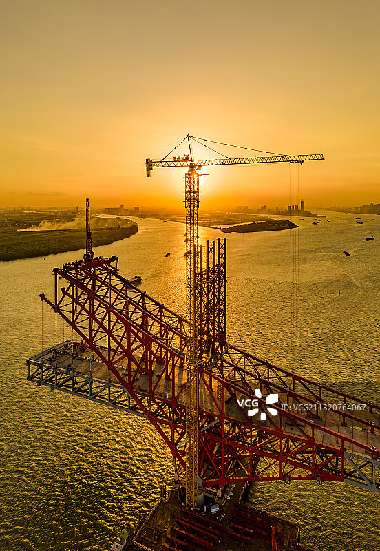 中国广东省广州市南沙区明珠湾大桥图片素材