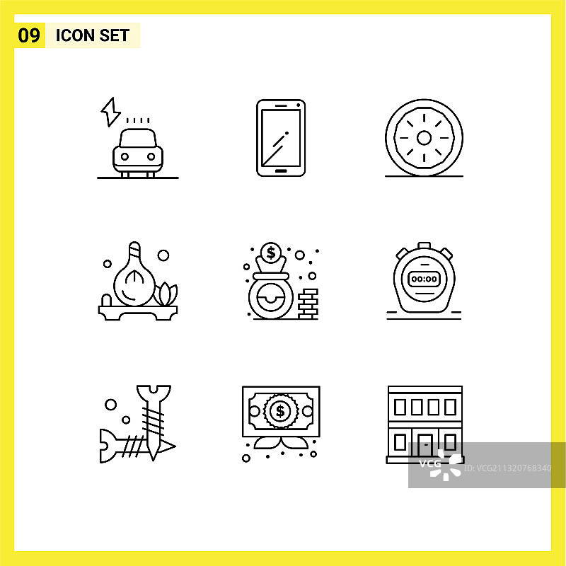 股票图标包9行符号和符号图片素材