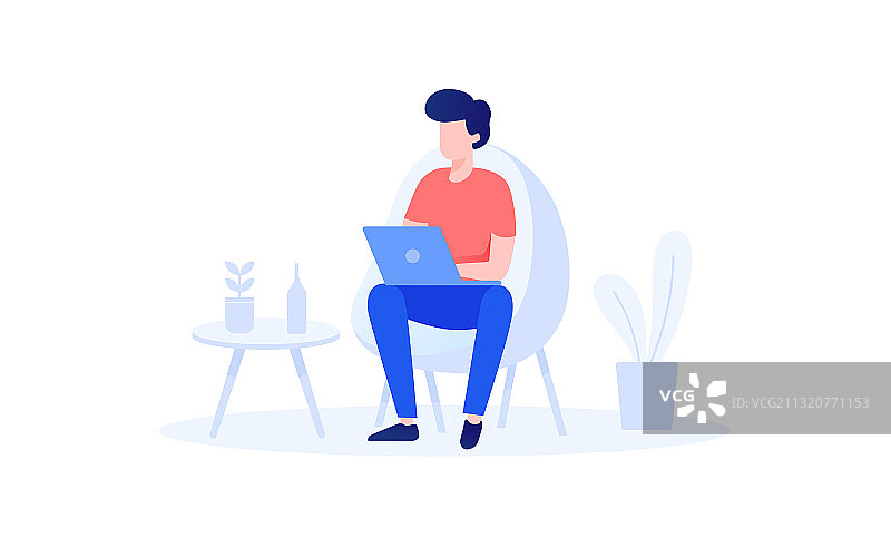 室内看书玩电脑矢量插图图片素材