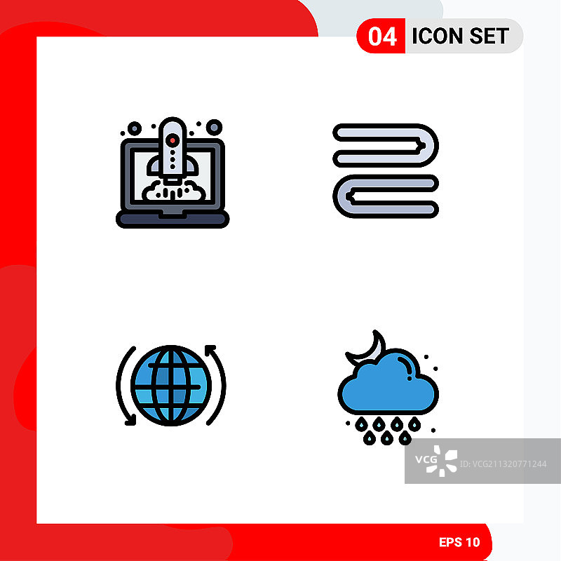 为卷筒纸设置4种通用填充线平面颜色图片素材