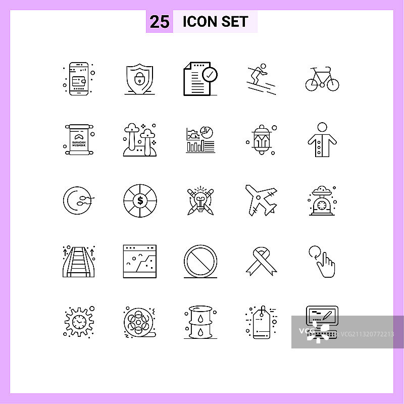 25个通用线条标志符号：自行车运动员图片素材