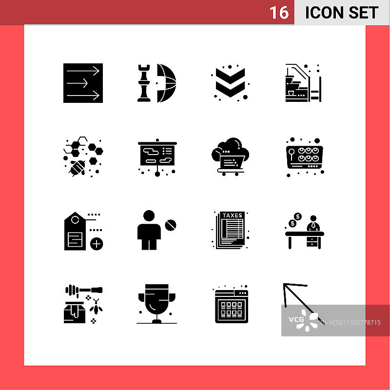 包装16个现代固体符号符号和符号图片素材
