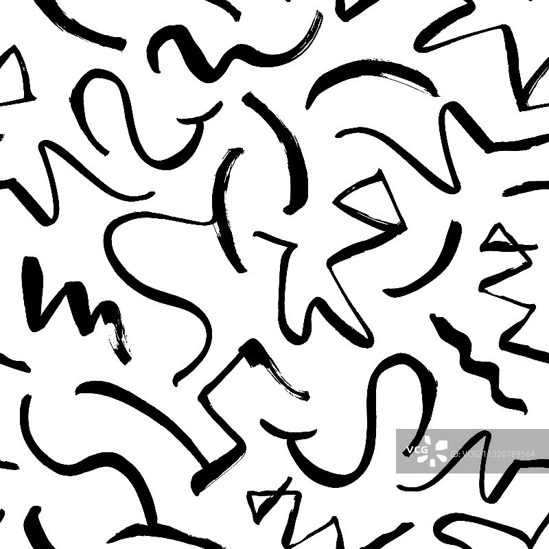 手绘卷曲波浪无缝图案图片素材