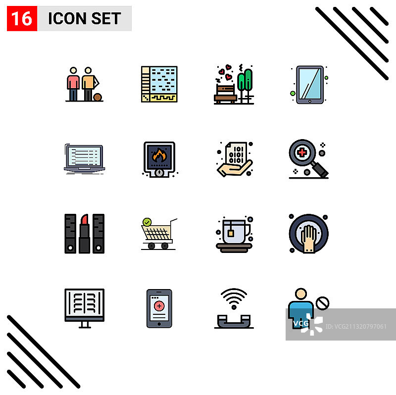 包16条创意平色填充线条图片素材