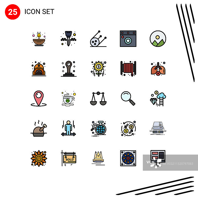 为卷筒纸设置25种通用填充线平面颜色图片素材