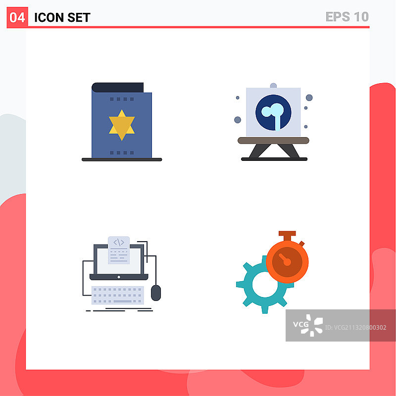 4个通用的平面图标设置为网络和移动图片素材