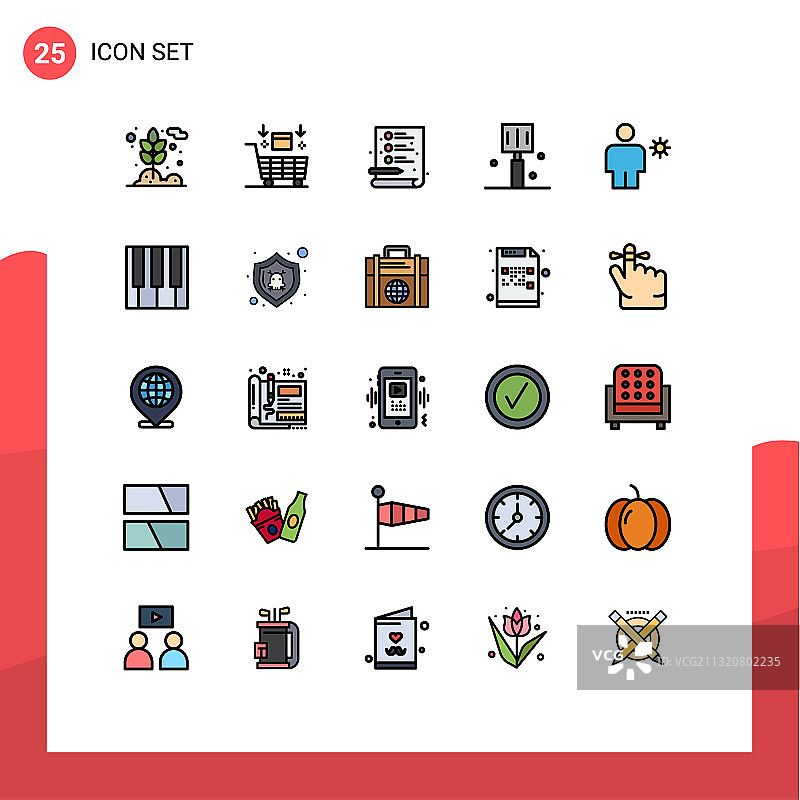 为卷筒纸设置25种通用填充线平面颜色图片素材