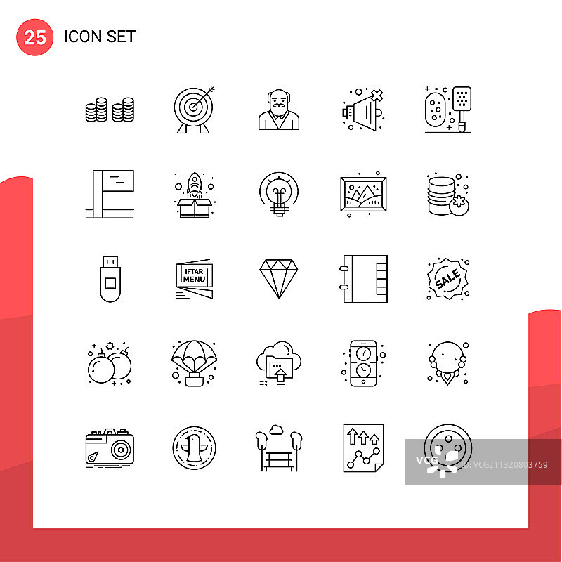 移动界面线设25个象形图图片素材