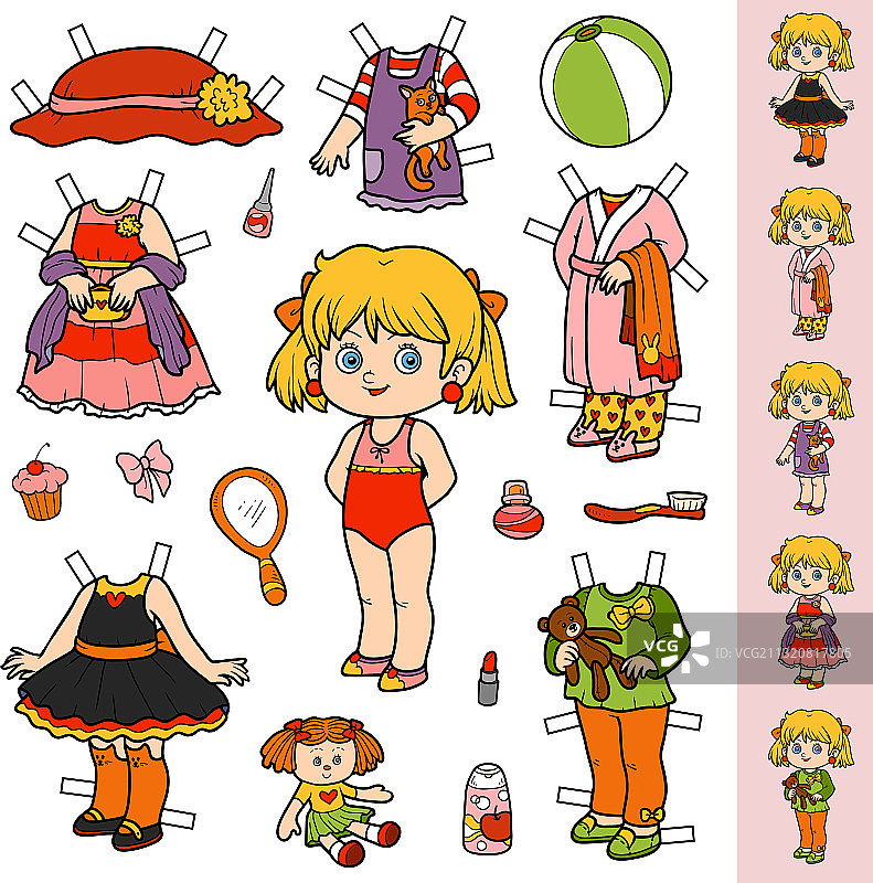 彩色纸娃娃和服装图片素材