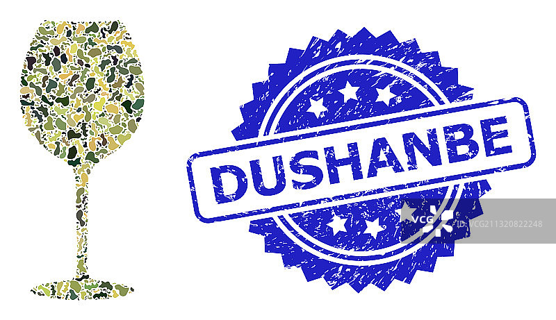 杜尚别橡胶印章和军用迷彩图片素材