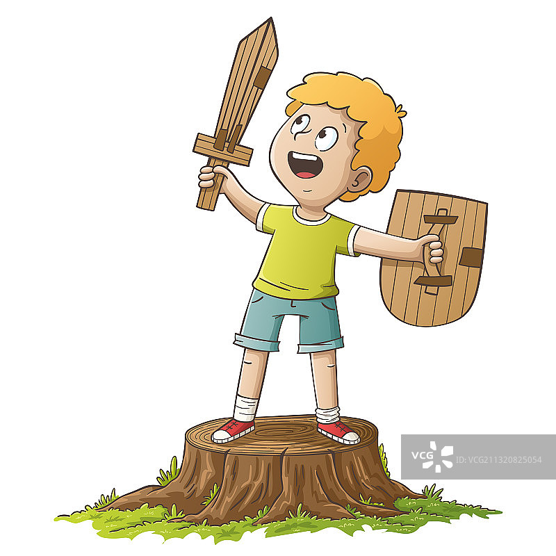 持剑盾的男孩图片素材