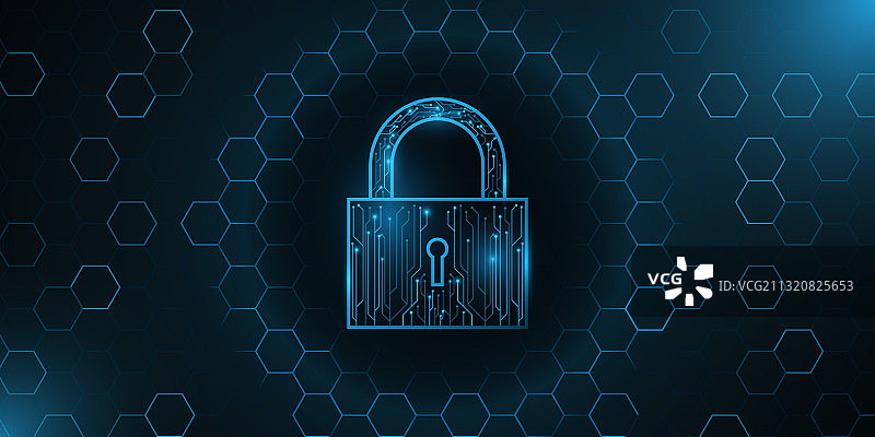 由电脑电路制成的未来锁图片素材