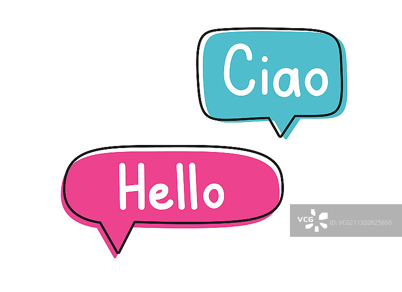 语音气泡中的Ciao手写文字图片素材