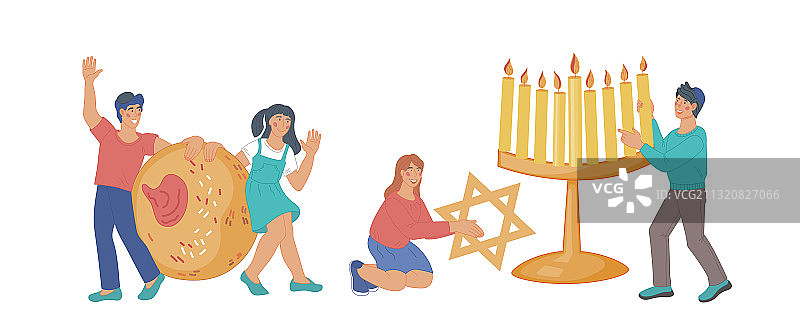 儿童庆祝犹太教光明节图片素材