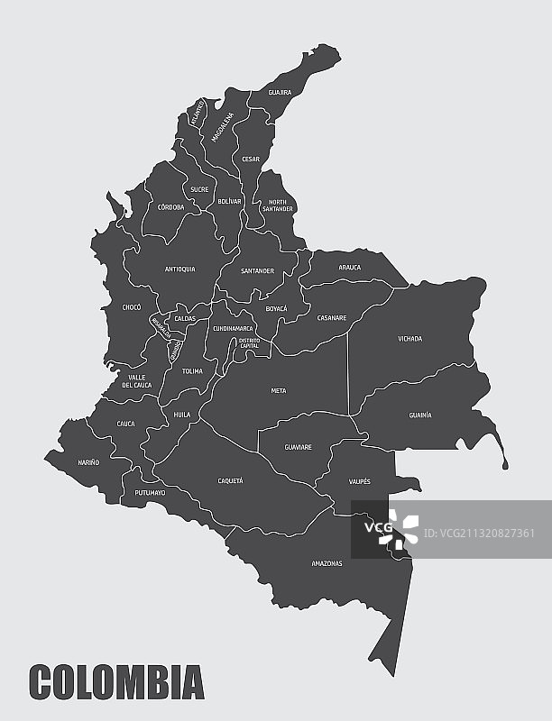 哥伦比亚行政区划地图图片素材