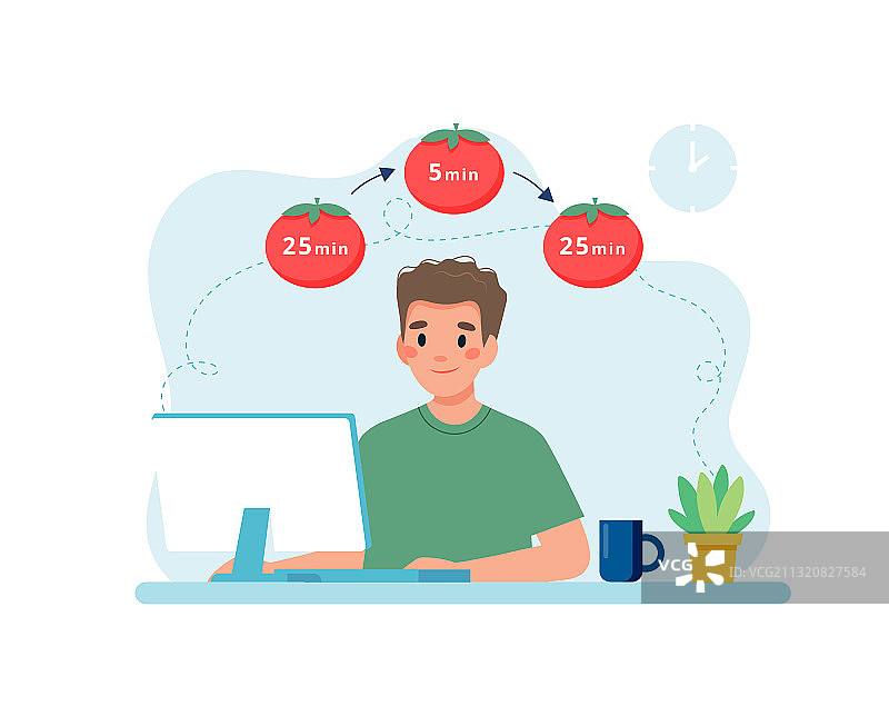 使用时间管理在电脑上工作的男人图片素材