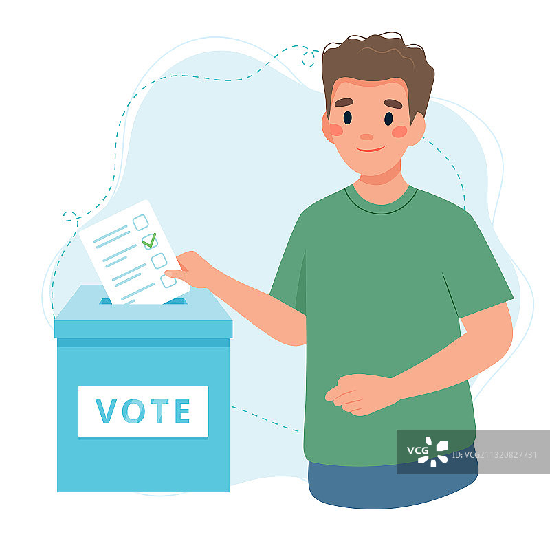 往投票箱里投票的年轻男人图片素材