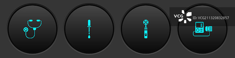 听诊器、移液器和电动牙刷套装图片素材