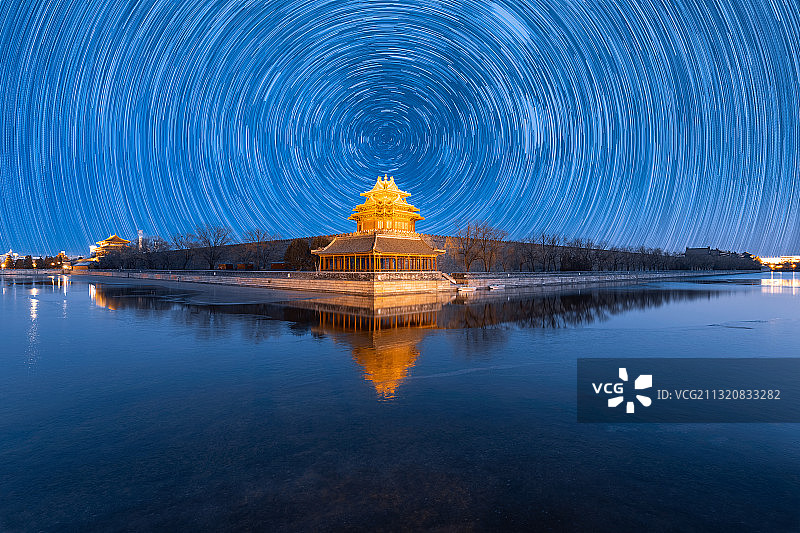 故宫角楼星轨图片素材