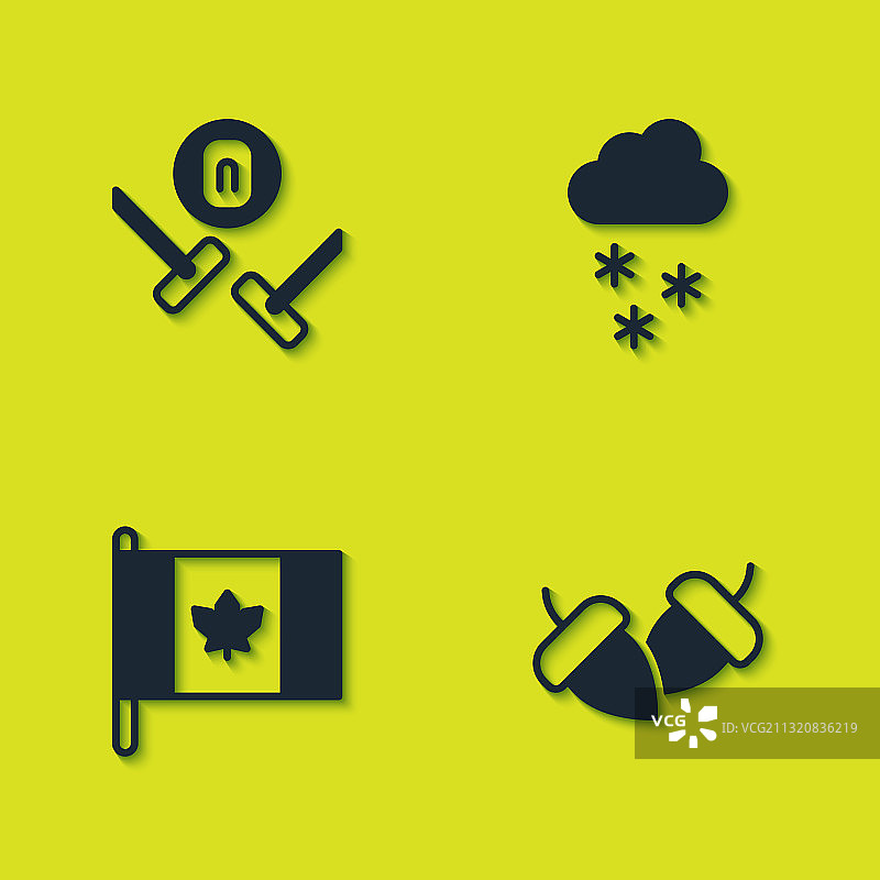 冰壶运动游戏、橡子、加拿大国旗图片素材