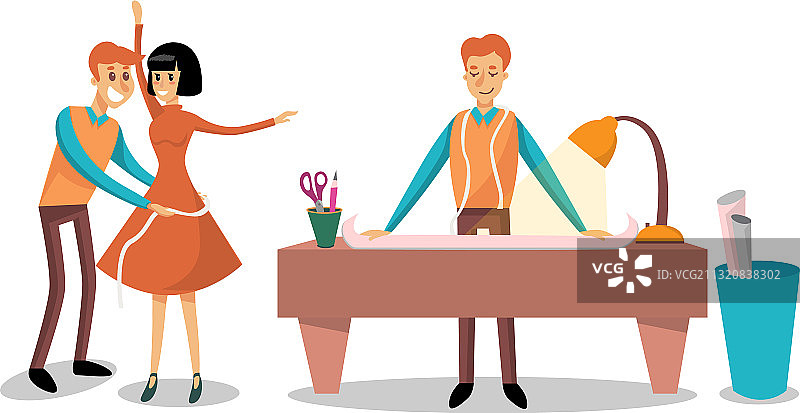 在工作室工作的男装裁缝图片素材