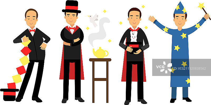 戴着高帽表演的魔术师或幻术师图片素材