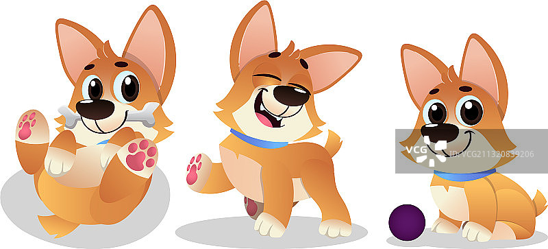 长着大耳朵的可爱卡通小狗图片素材