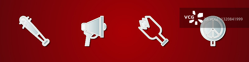 带钉子的棒球棍与扩音器组合图片素材