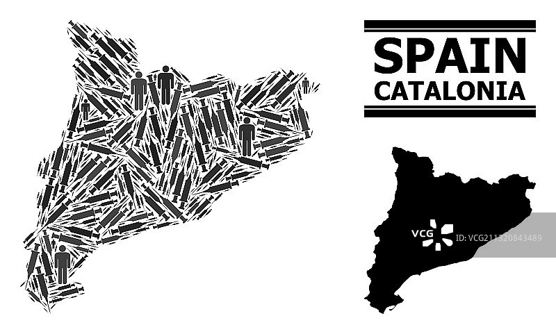 加泰罗尼亚接种马赛克地图图片素材