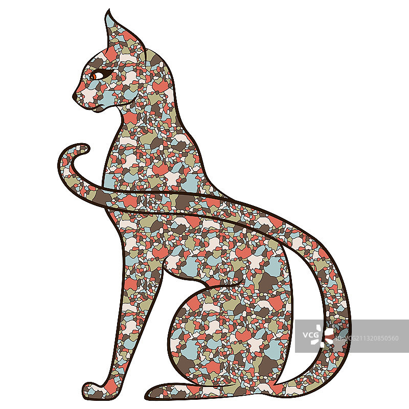 马赛克优雅猫图片素材