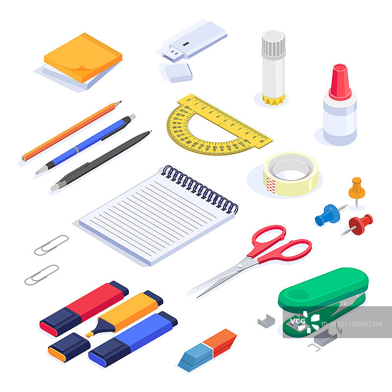 2.5D学习文具用品套装图片素材